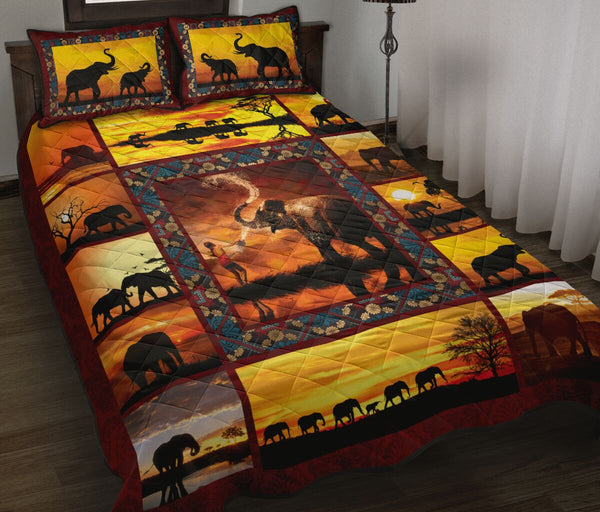 Elephant Sunset Premium QBS Quilt Bedding Set Bedroom Decoration Twin/Queen/King Size Bedding