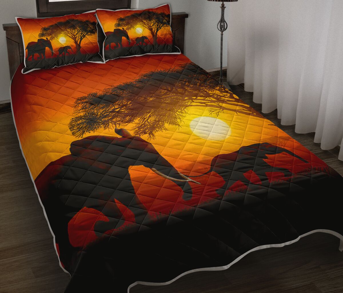 Elephant Sunset QBS Quilt Bedding Set Bedroom Decoration Twin/Queen/King Size Bedding