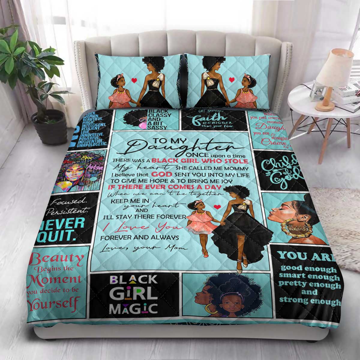 FDT Daughter Black Women  Quilt Bedding Set