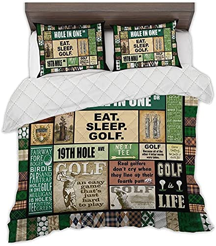 zbigtee Golf Pattern QBS Comfy Funny Bed Quilt Bed Set Bedding Set Sport
