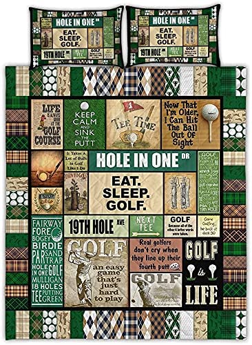 zbigtee Golf Pattern QBS Comfy Funny Bed Quilt Bed Set Bedding Set Sport