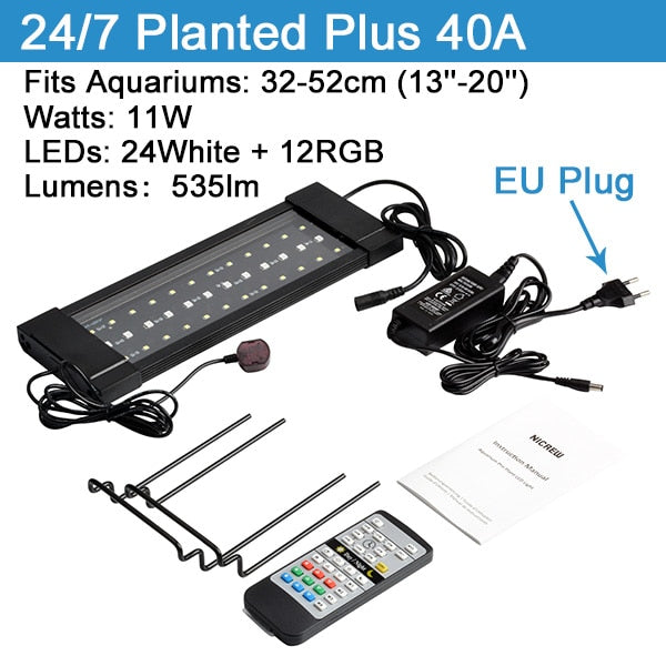 NICREW  32-74cm Planted Aquarium LED Lighting Lamp 110V-240V Automated Timer Dimmer Fish Tank Light for Aquarium