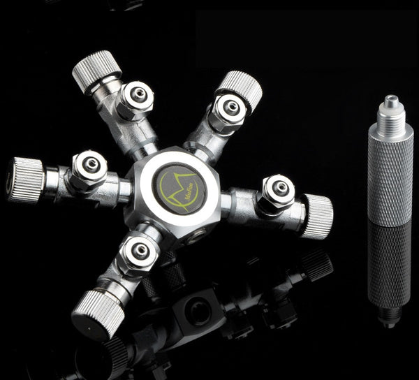 Stainless Steel Multi Way Aquarium CO2 Splitter Distributor Check Valve Solenoid Valve CO2 Regulator Rector Fish Tank Accessory