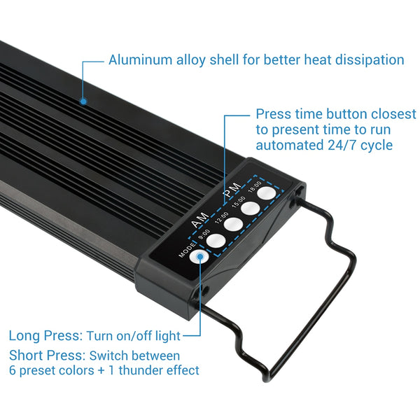 NICREW  32-74cm Planted Aquarium LED Lighting Lamp 110V-240V Automated Timer Dimmer Fish Tank Light for Aquarium