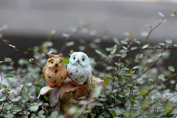 4PCS Owl Figurine Miniature Animal Figure Decoration Fairy Garden Aquarium Fish Tank Animal Statue Resin Craft