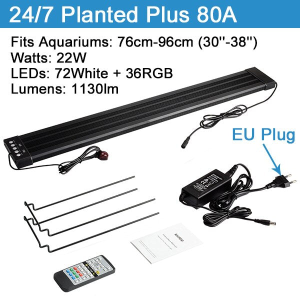 NICREW  32-74cm Planted Aquarium LED Lighting Lamp 110V-240V Automated Timer Dimmer Fish Tank Light for Aquarium