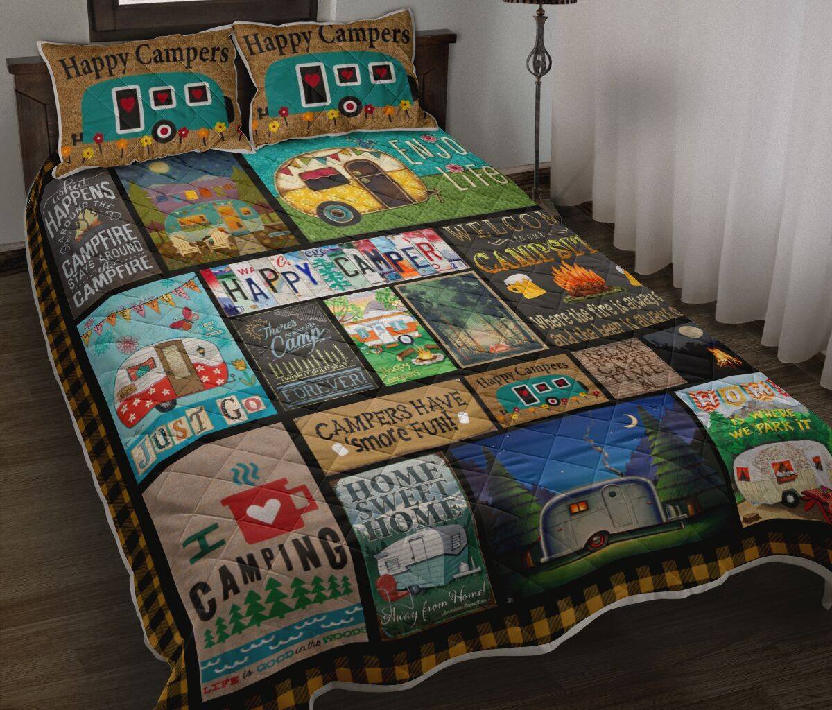 Happy Campers QBS Comfortable High Quality Quilt Bedding Set Bedroom Decoration Twin/Queen/King Size Bedding