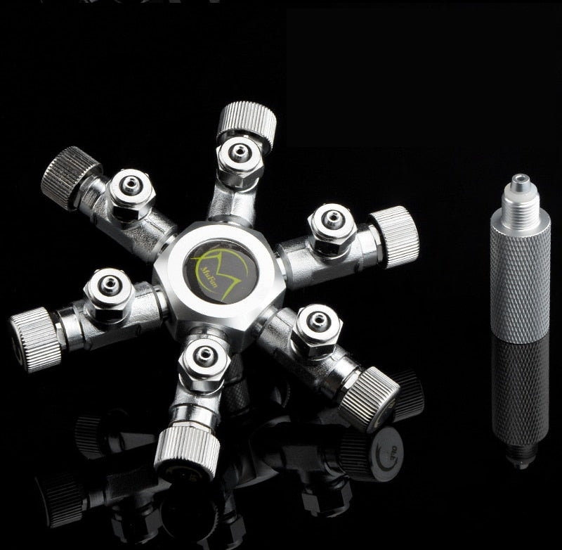 Stainless Steel Multi Way Aquarium CO2 Splitter Distributor Check Valve Solenoid Valve CO2 Regulator Rector Fish Tank Accessory
