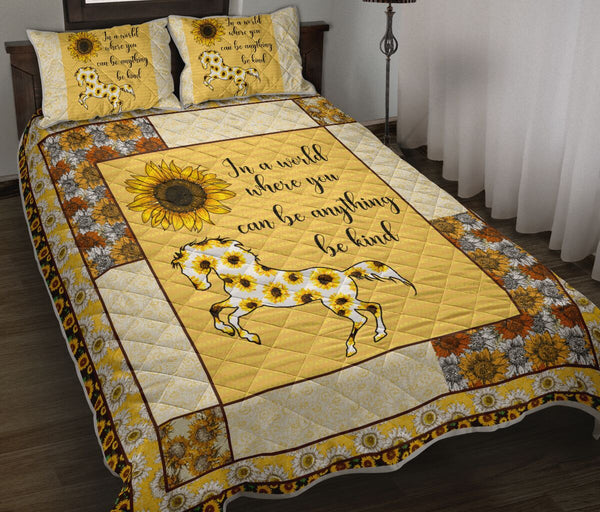 Horse Sunflower Yellow Pattern QBS Quilt Bed Set Bedroom Decoration Twin/Queen/King Size Bedding