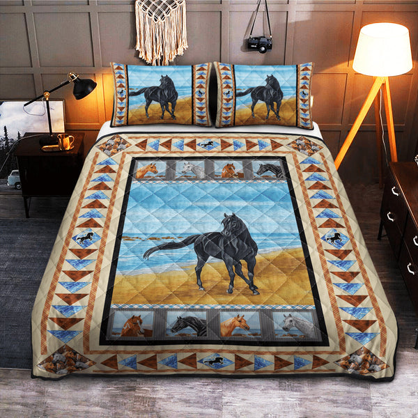 Horse Triangle Chain QBS SKY Quilt Bed Set Bedroom Decoration Twin/Queen/King Size Bedding