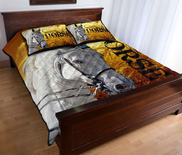 Horse Wheat Field Sunset QBS Quilt Bed Set Bedroom Decoration Twin/Queen/King Size Bedding