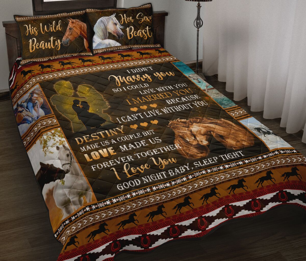Horse Wild Beauty & Sexy Beast QBS Quilt Bed Set Bedroom Decoration Twin/Queen/King Size Bedding