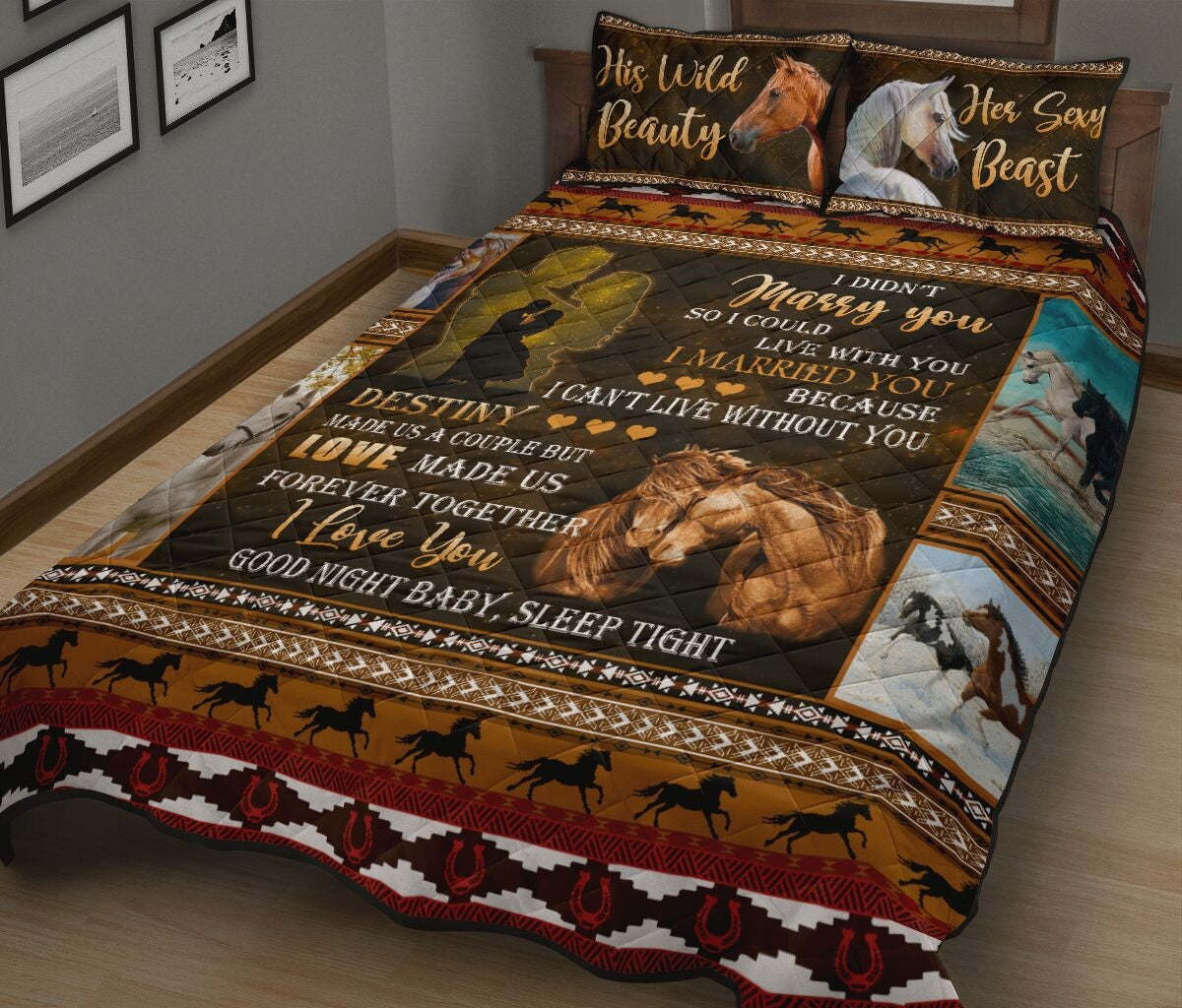 Horse Wild Beauty & Sexy Beast QBS Quilt Bed Set Bedroom Decoration Twin/Queen/King Size Bedding