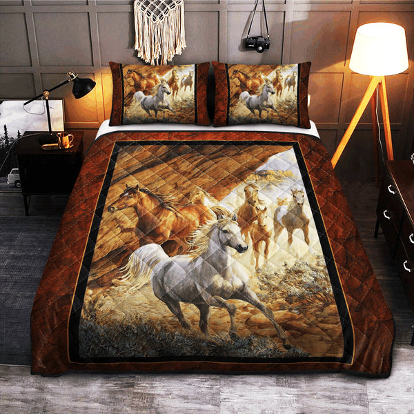 Horses Fabric Panels QBS SKY Quilt Bed Set Bedroom Decoration Twin/Queen/King Size Bedding