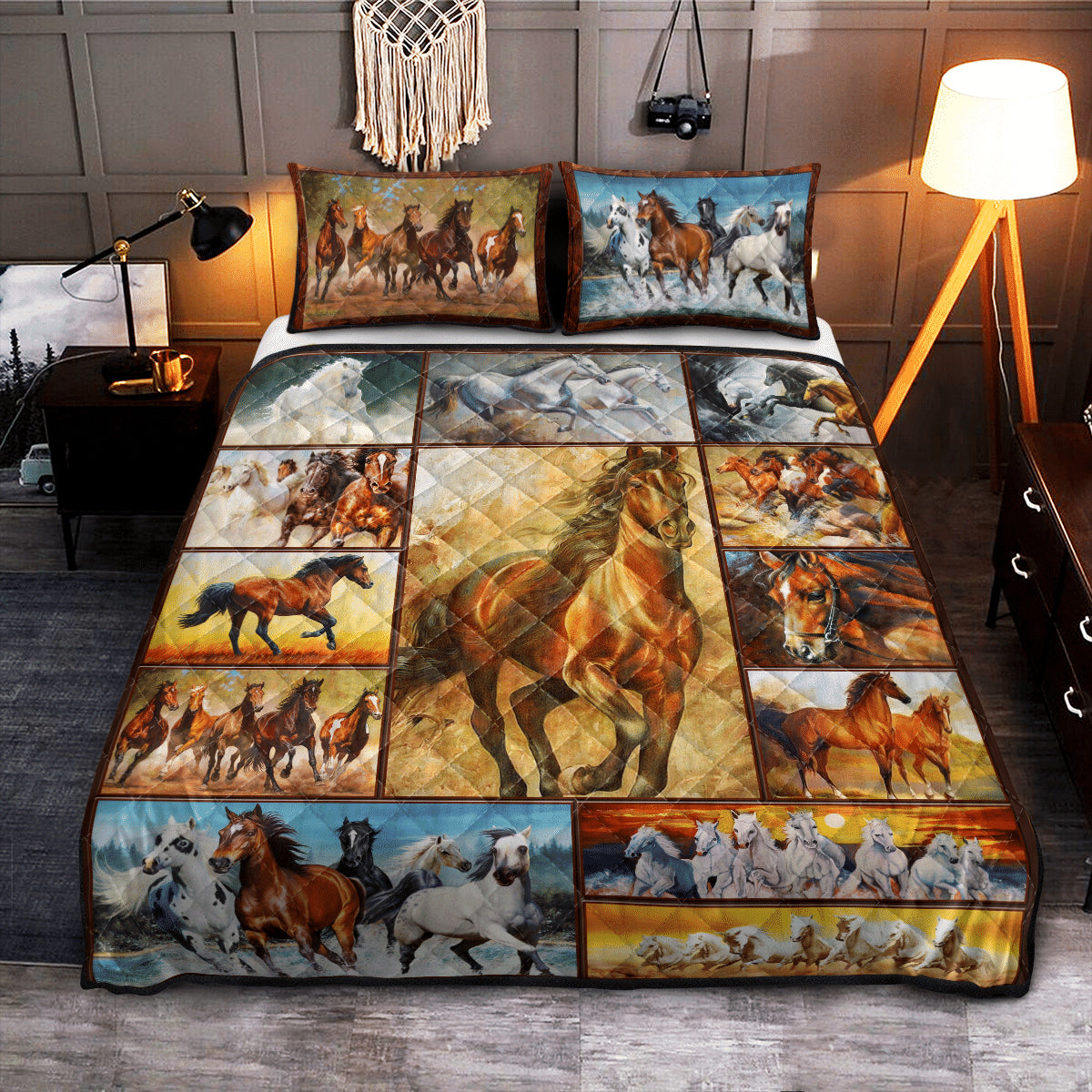 Horses Running Art QBS SKY Quilt Bed Set Bedroom Decoration Twin/Queen/King Size Bedding