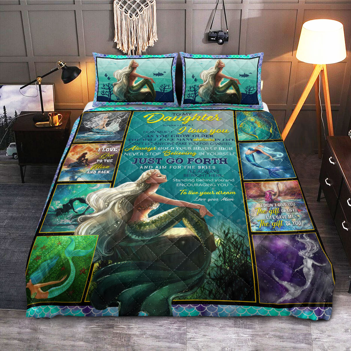 Mermaid To My Daughter  Quilt Bedding Set