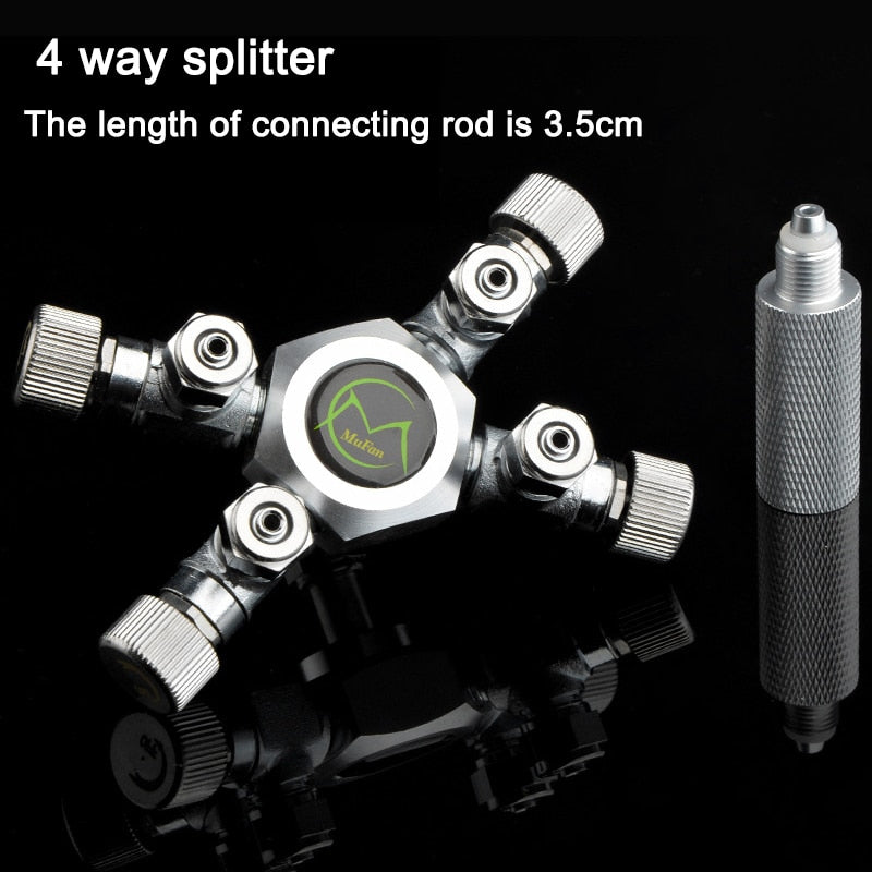 Stainless Steel Multi Way Aquarium CO2 Splitter Distributor Check Valve Solenoid Valve CO2 Regulator Rector Fish Tank Accessory