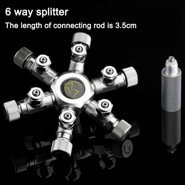 Stainless Steel Multi Way Aquarium CO2 Splitter Distributor Check Valve Solenoid Valve CO2 Regulator Rector Fish Tank Accessory