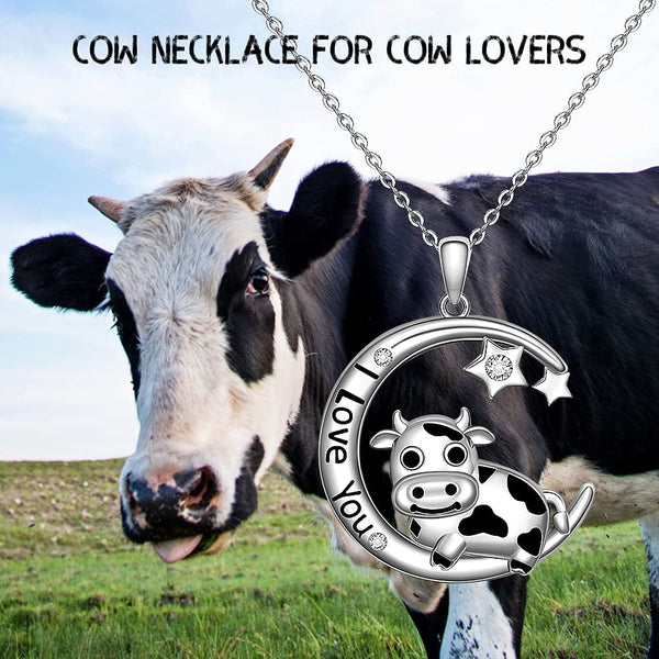 Cow Moon Star Pendant Cute Animal Necklace