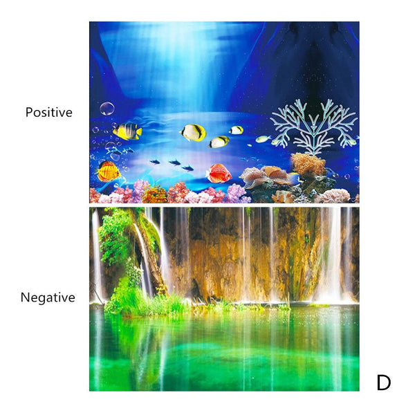 Aquarium Landscape Sticker Poster Fish Tank 3D Background Sticker Double-sided Ocean Sea Plants Aquarium Decor Accessories