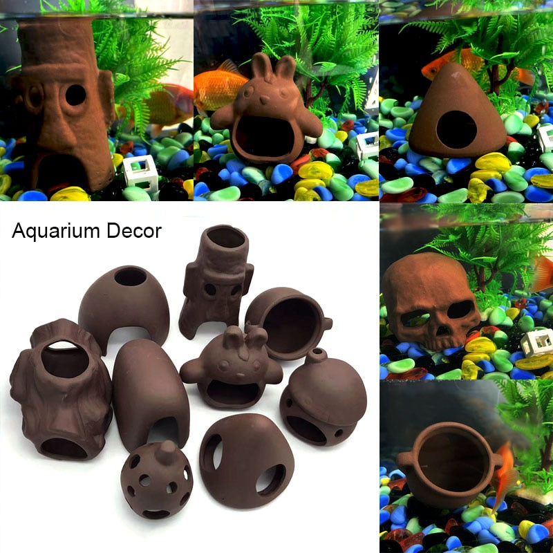 Ceramic Aquarium Decoration Fish Shrimps Shelter House Pottery Scorpion House Canister Simulation Stone Fish Tank Decor Great