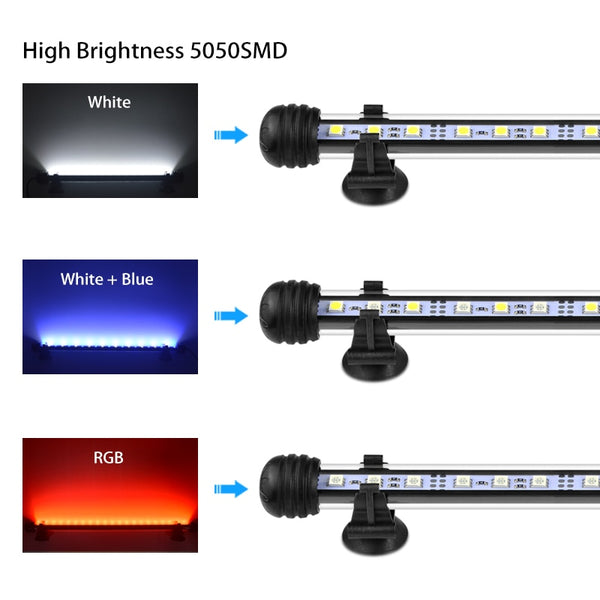 Aquarium Light LED Waterproof Fish Tank Lamp Underwater Submersible RGB Fish Lighting Aquarium Decor Plant 19-49CM 110v 220V