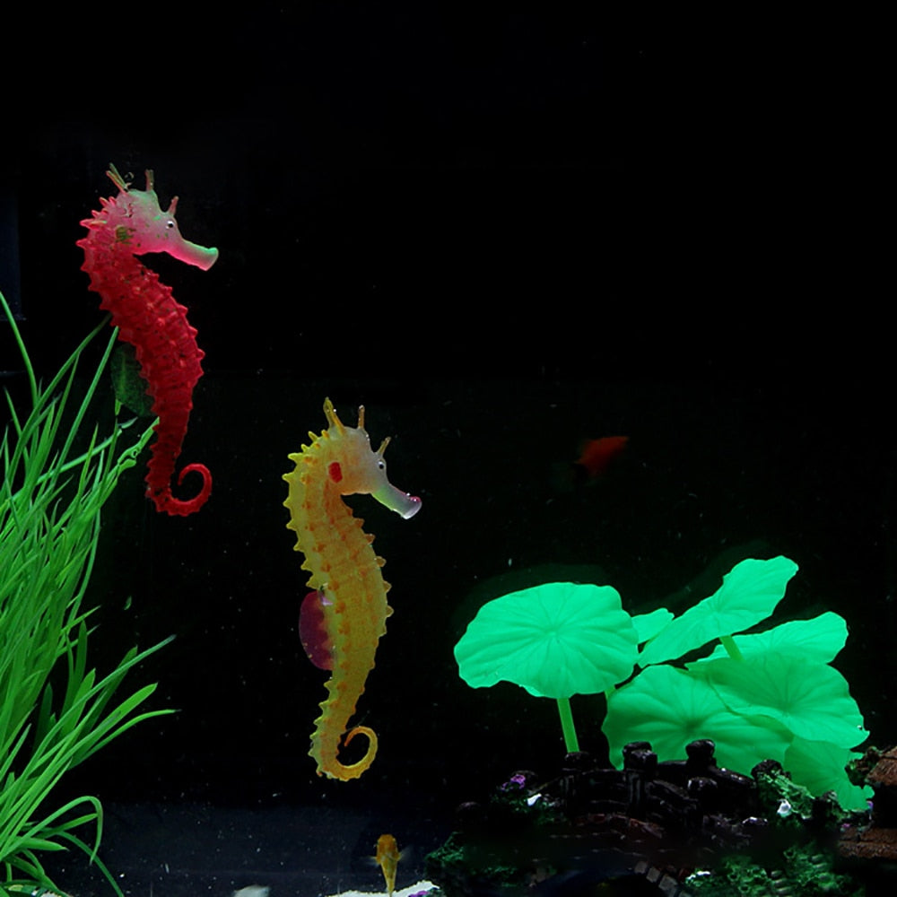 Silicone Artificial Luminous Hippocampus Fish Tank Ornament Aquarium Decoration Underwater Sea Horse Decoration Pet Supplies