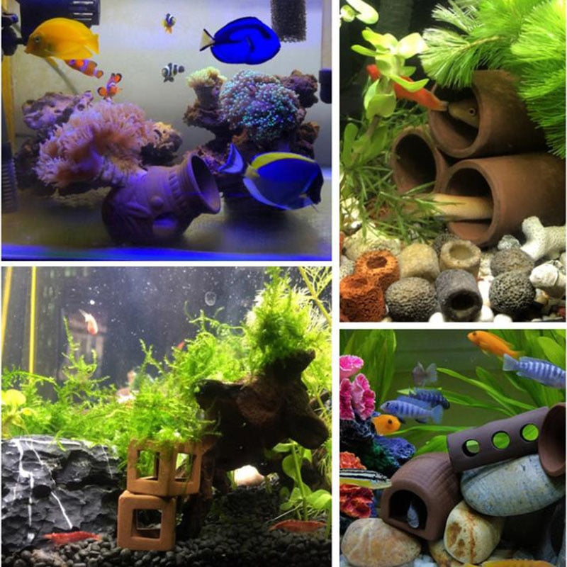 Ceramic Aquarium Decoration Fish Shrimps Shelter House Pottery Scorpion House Canister Simulation Stone Fish Tank Decor Great