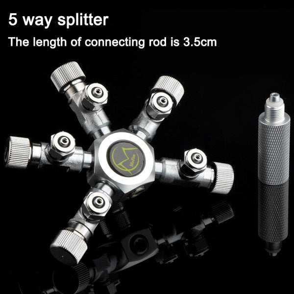Stainless Steel Multi Way Aquarium CO2 Splitter Distributor Check Valve Solenoid Valve CO2 Regulator Rector Fish Tank Accessory