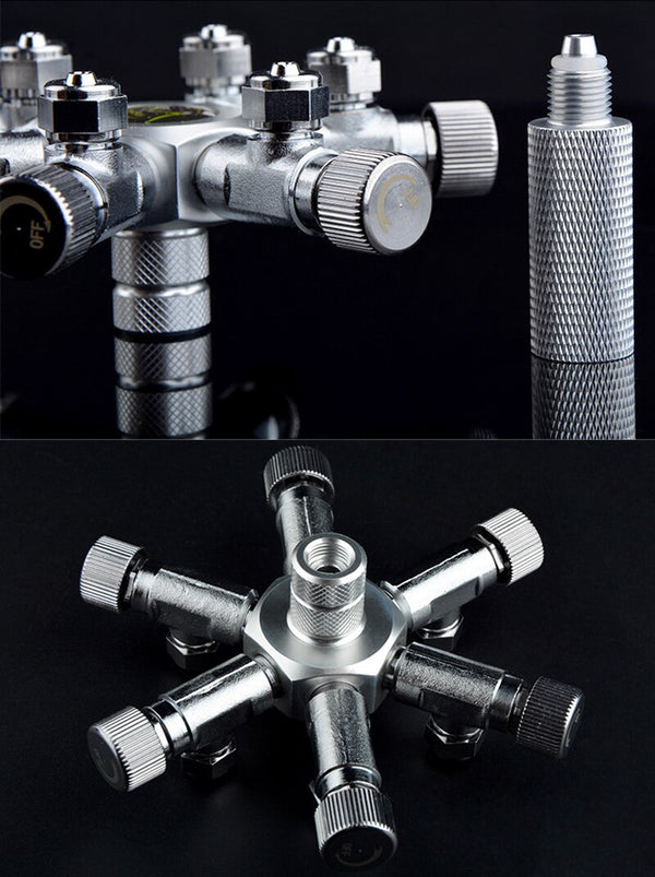 Stainless Steel Multi Way Aquarium CO2 Splitter Distributor Check Valve Solenoid Valve CO2 Regulator Rector Fish Tank Accessory