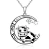 Cow Moon Star Pendant Cute Animal Necklace