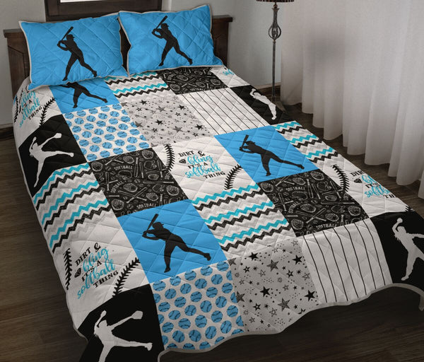 Softball Shape Pattern QBS Version 2 Quilt Bed Set Bedroom Decoration Twin/Queen/King Size Bedding