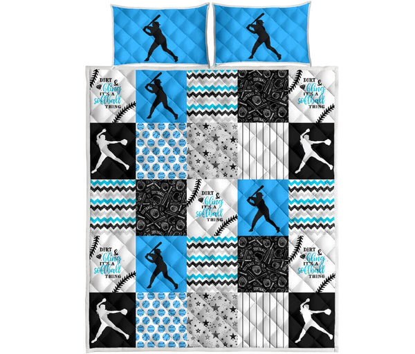 Softball Shape Pattern QBS Version 2 Quilt Bed Set Bedroom Decoration Twin/Queen/King Size Bedding