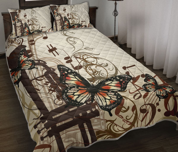 Trumpet Butterflies QBS Quilt Bed Set Bedroom Decoration Twin/Queen/King Size Bedding