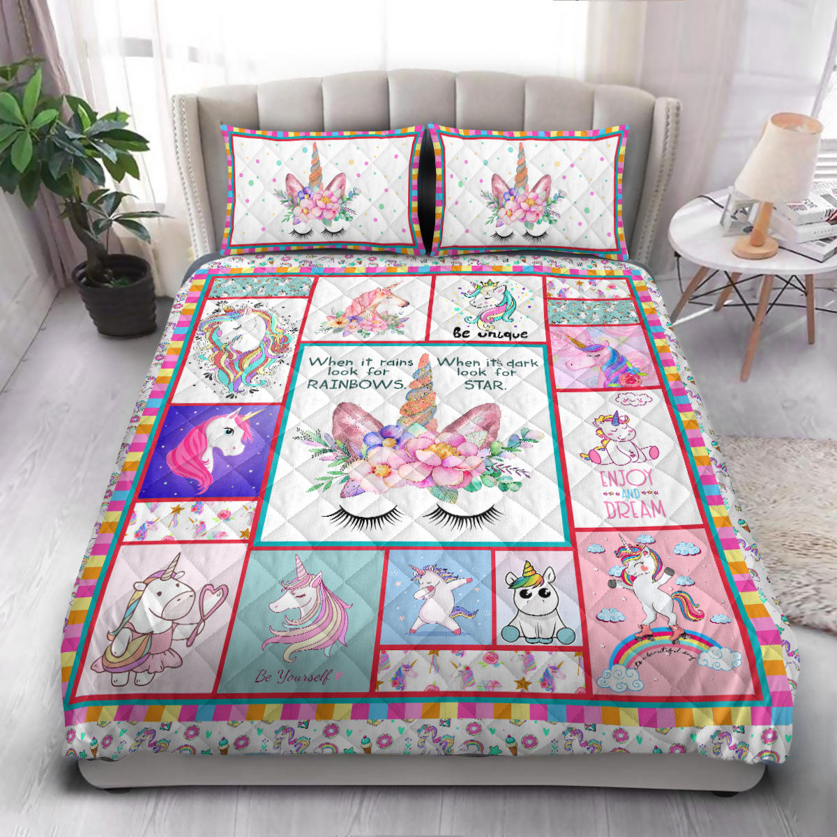 Unicorn Be Unique  Quilt Bedding Set