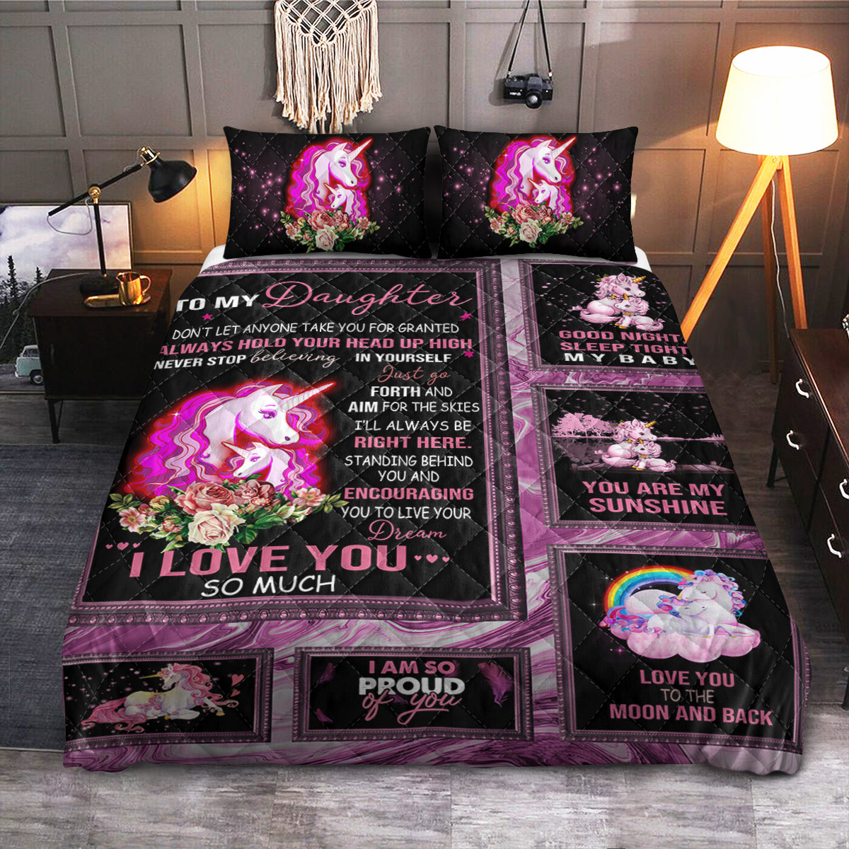 Unicorn For Daughter Good Night My Baby AERZ0112003Z Quilt Bedding Set