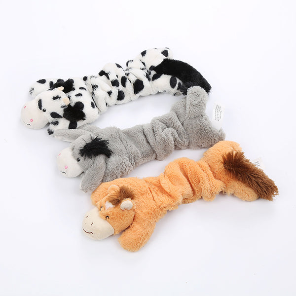 Dog Plush Chew Toy Cute Animal Shape Body Stretchable