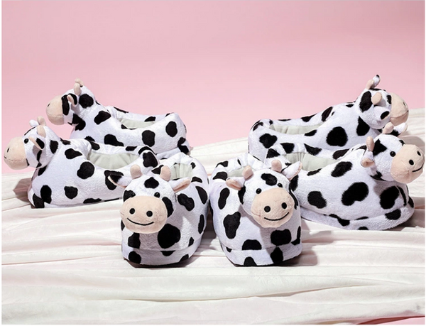 Cartoon Cute Plush Cow Warm And Thick Slippers