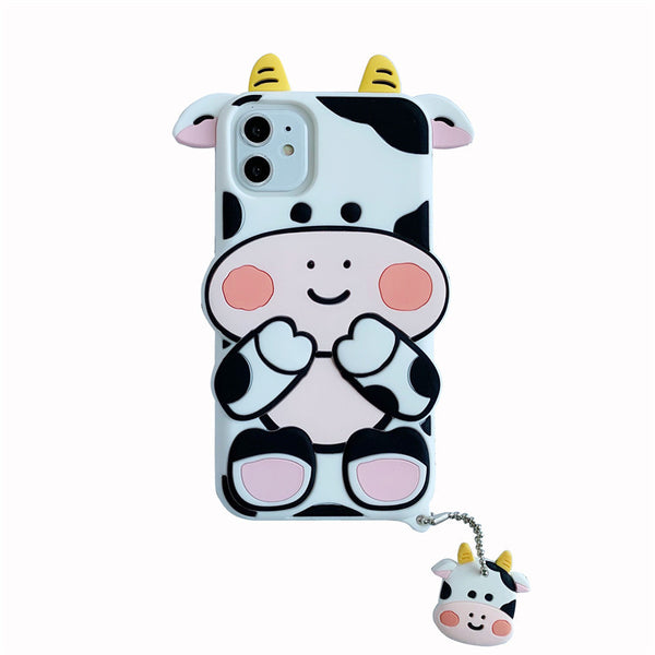 Cute Cartoon Cow Silicone Phone Case