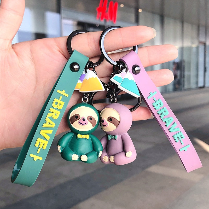 Cute Sloth Keychain Cartoon Anime Silicone Key Chains For Women Kids Fashion Animal Series Trinkets For Car Key Ring