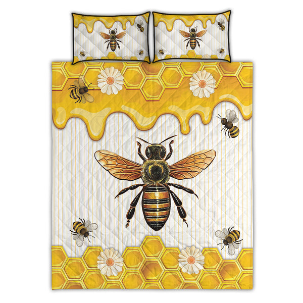 zbigtee Bee with Honey Flower QBS Comfy Funny Bed Quilt Bed Set Bedding Set Animal