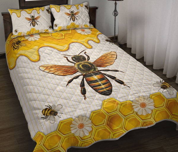 zbigtee Bee with Honey Flower QBS Comfy Funny Bed Quilt Bed Set Bedding Set Animal