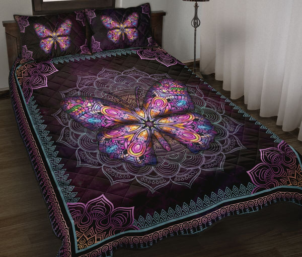 Butterfly Love Mandala QBS Quilt Bedding Set Bedroom Decoration Twin/Queen/King Size Bedding