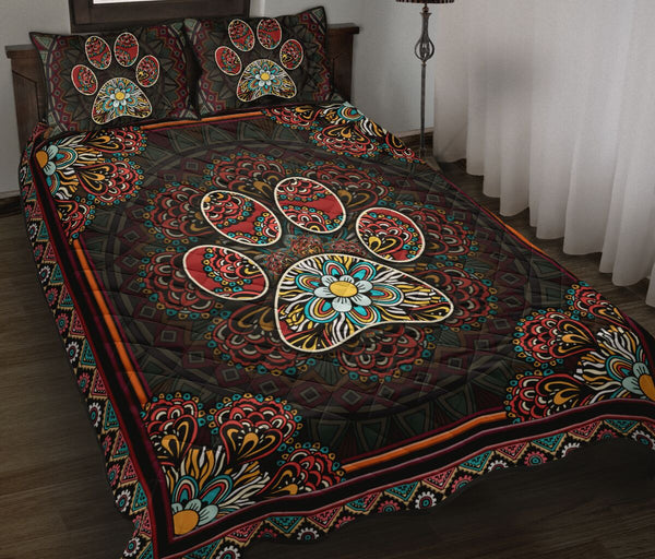 Dog Mom Love Mandala Line QBS Comfy Funny Bed Quilt Bed Set Quilt Bedding Set Bedroom Decoration Twin/Queen/King Size Bedding