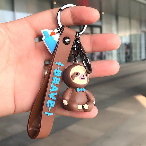 Cute Sloth Keychain Cartoon Anime Silicone Key Chains For Women Kids Fashion Animal Series Trinkets For Car Key Ring