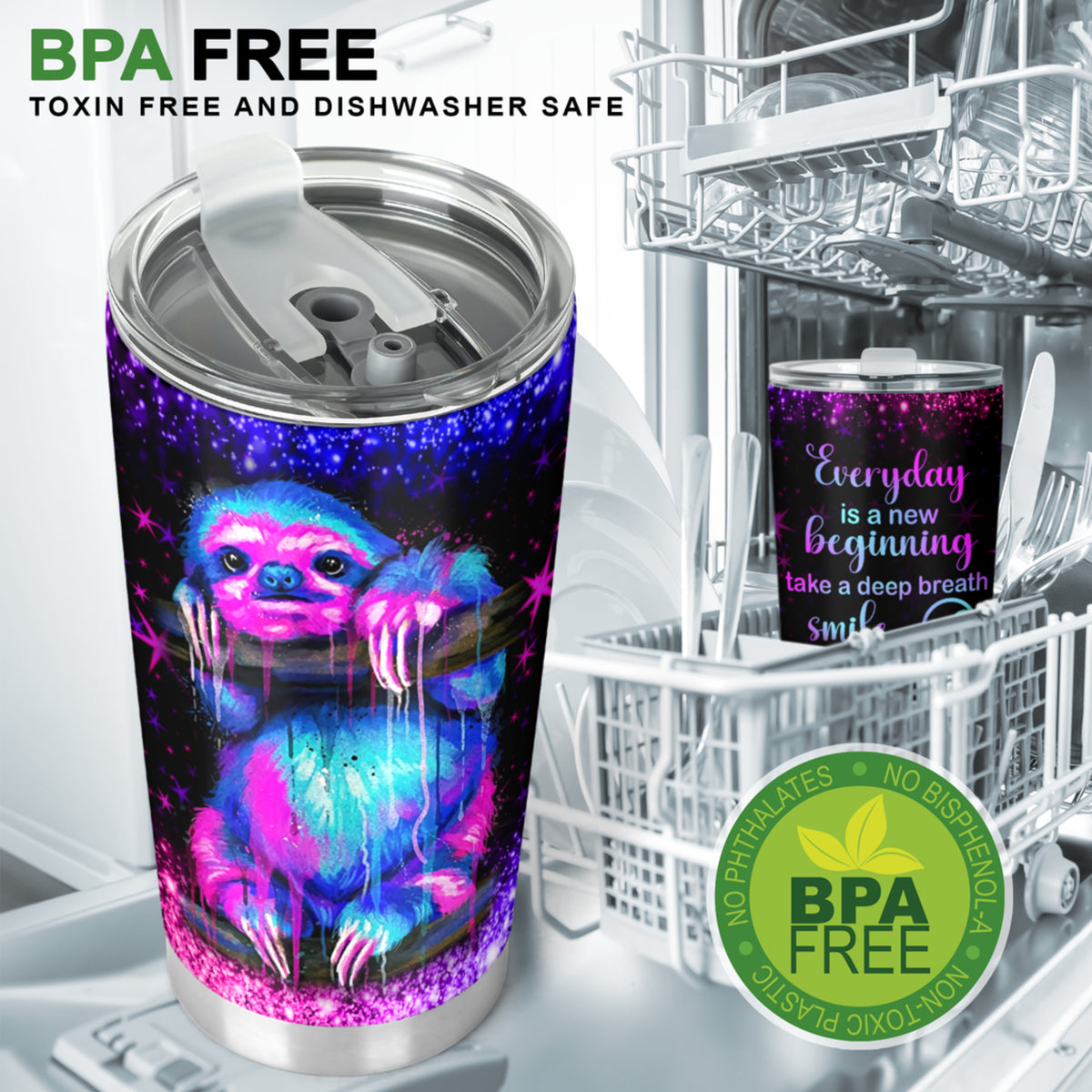 Sloth Art Tumbler - Love Sloth Art Stainless Steel Tumbler